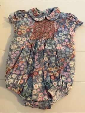 dondolo Floral Baby Dress - Blue, White, Pink